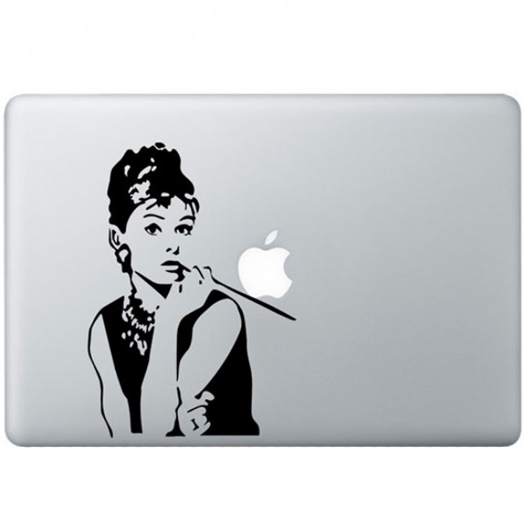 Audrey Hepburn MacBook Sticker Zwarte Stickers
