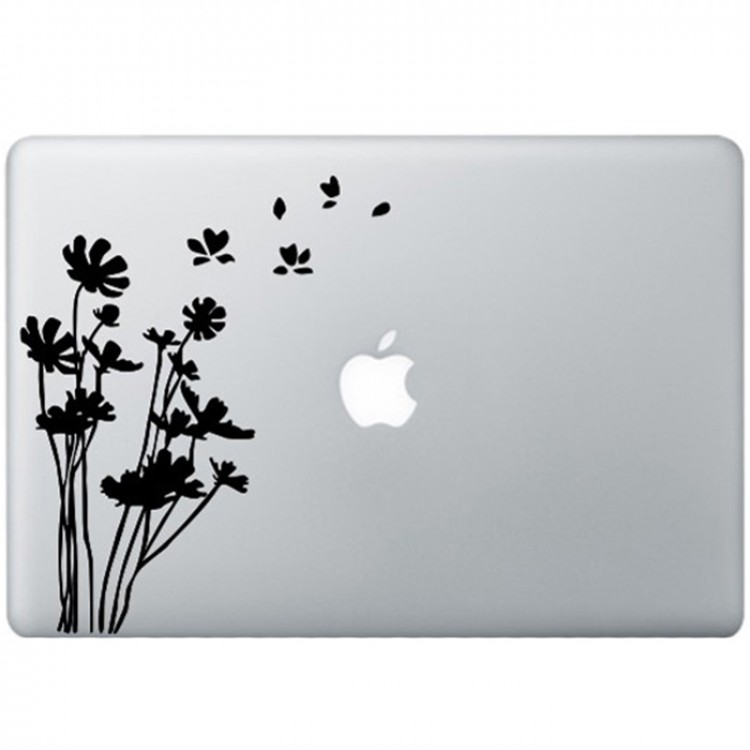 Bloemen MacBook Sticker Zwarte Stickers