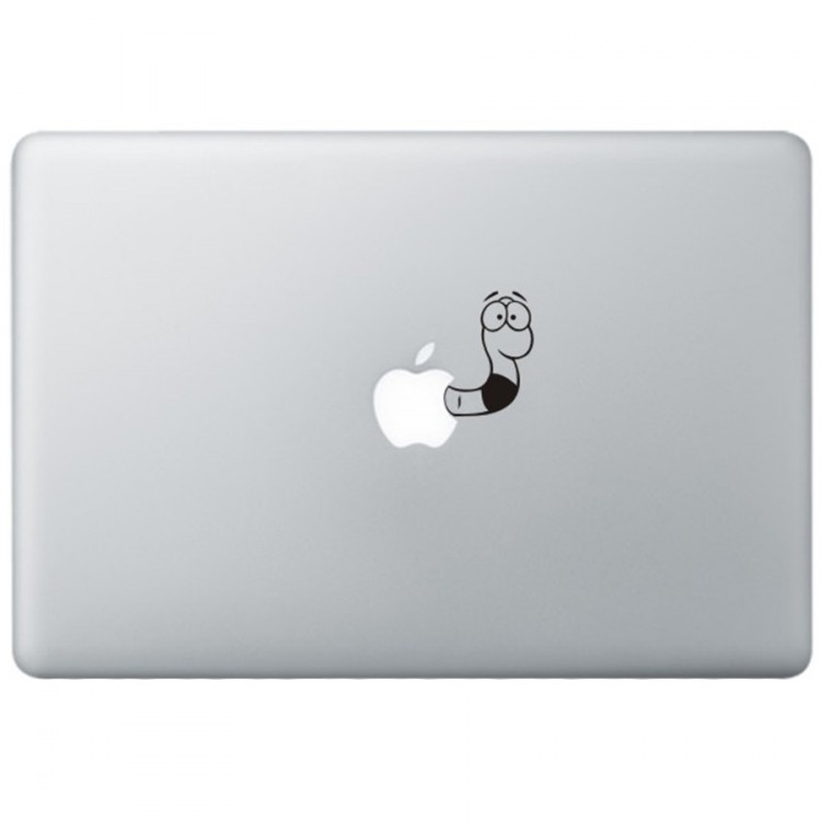 Wormpje MacBook Sticker Zwarte Stickers