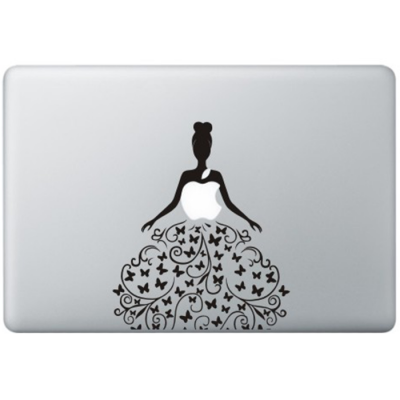 Vlinders Jurk MacBook Sticker Zwarte Stickers