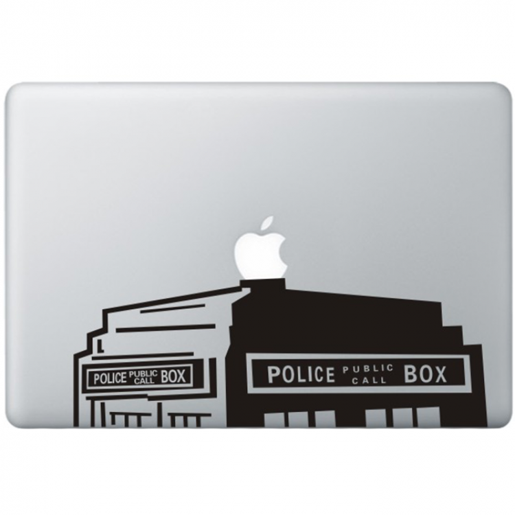 Dr. Who The Tardis (2) MacBook Sticker Zwarte Stickers
