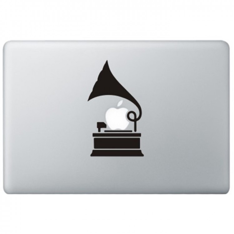 Grammofoon MacBook Sticker Zwarte Stickers