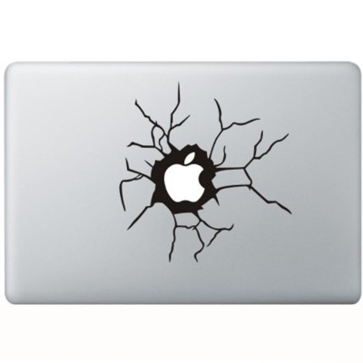Cracked Apple MacBook Sticker Zwarte Stickers