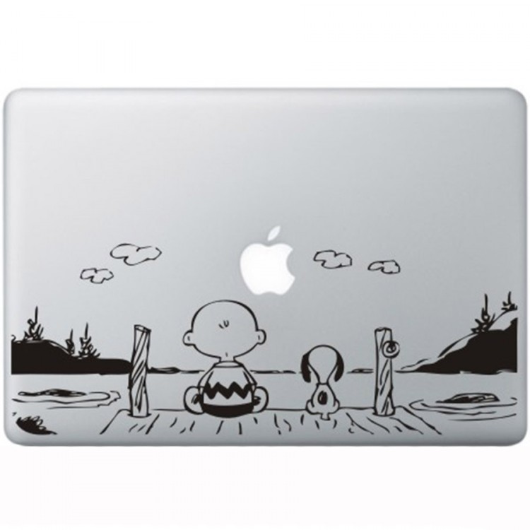 Snoopy en Charlie Brown MacBook Sticker Zwarte Stickers